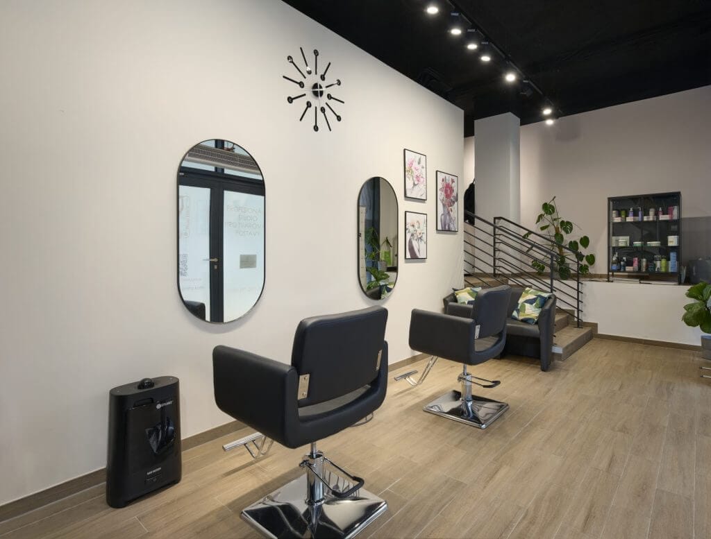 Interiér Studio Figura – moderní salon v Praze zaměřený na krásu a péči o tělo.